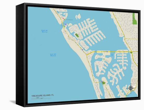 Political Map of Treasure Island, FL-null-Framed Stretched Canvas