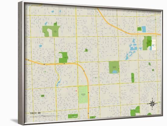 Political Map of Troy, MI-null-Framed Art Print