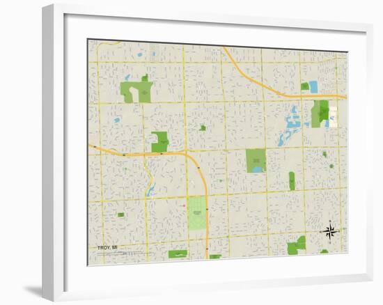 Political Map of Troy, MI-null-Framed Art Print