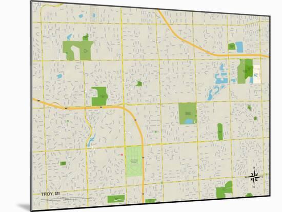 Political Map of Troy, MI-null-Mounted Art Print