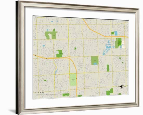 Political Map of Troy, MI-null-Framed Art Print