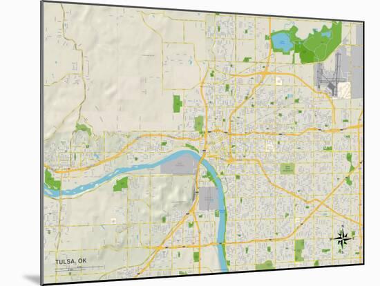 Political Map of Tulsa, OK-null-Mounted Art Print