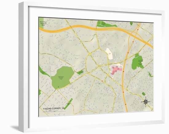 Political Map of Tysons Corner, VA-null-Framed Art Print