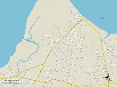 Union Beach Nj Map Political Map Of Union Beach, Nj' Prints | Allposters.com