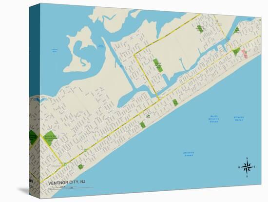 Political Map of Ventnor City, NJ-null-Stretched Canvas
