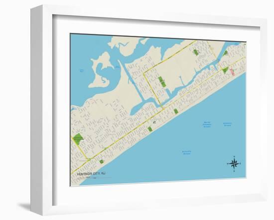 Political Map of Ventnor City, NJ-null-Framed Art Print