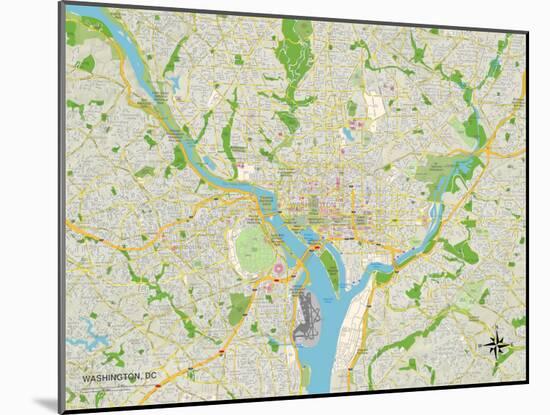 Political Map of Washington, DC-null-Mounted Art Print