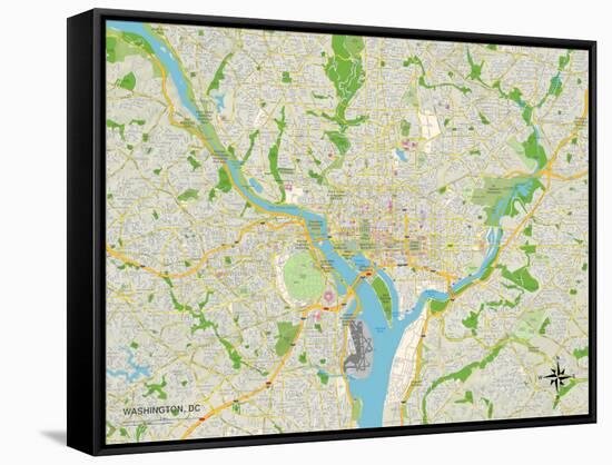 Political Map of Washington, DC-null-Framed Stretched Canvas