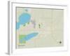 Political Map of Watertown, SD-null-Framed Art Print