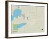 Political Map of Watertown, SD-null-Framed Art Print