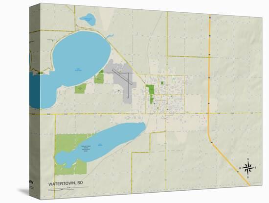 Political Map of Watertown, SD-null-Stretched Canvas