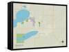 Political Map of Watertown, SD-null-Framed Stretched Canvas