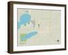 Political Map of Watertown, SD-null-Framed Art Print