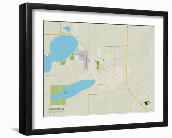 Political Map of Watertown, SD-null-Framed Art Print