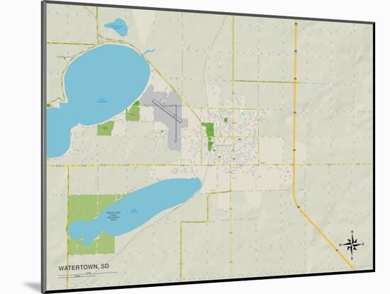 Political Map of Watertown, SD-null-Mounted Art Print