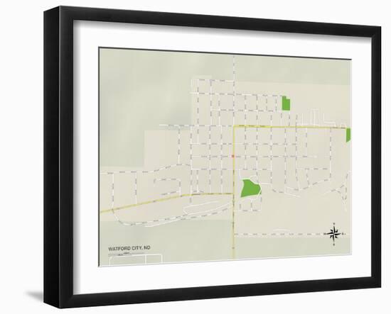 Political Map of Watford City, ND-null-Framed Art Print