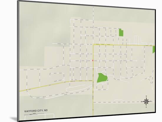 Political Map of Watford City, ND-null-Mounted Art Print