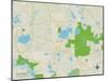 Political Map of Wauconda, IL-null-Mounted Art Print