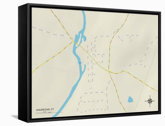 Political Map of Wauregan, CT-null-Framed Stretched Canvas