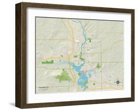 Political Map of Wausau, WI-null-Framed Art Print