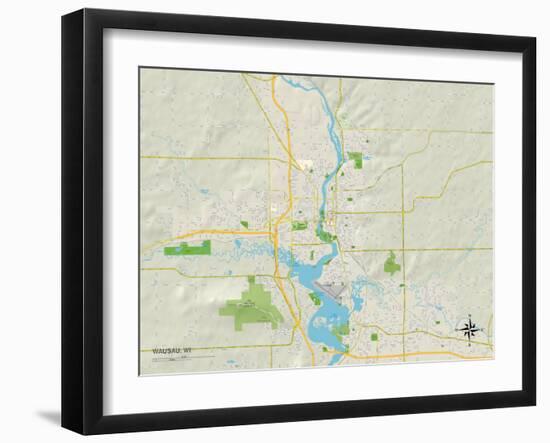 Political Map of Wausau, WI-null-Framed Art Print
