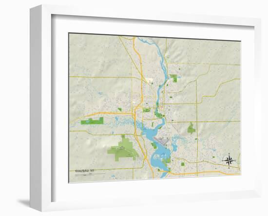 Political Map of Wausau, WI-null-Framed Art Print