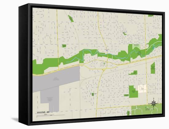 Political Map of Wayne, MI-null-Framed Stretched Canvas