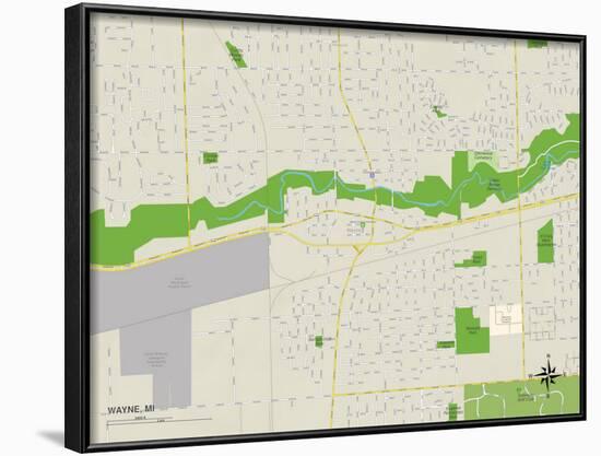 Political Map of Wayne, MI-null-Framed Art Print