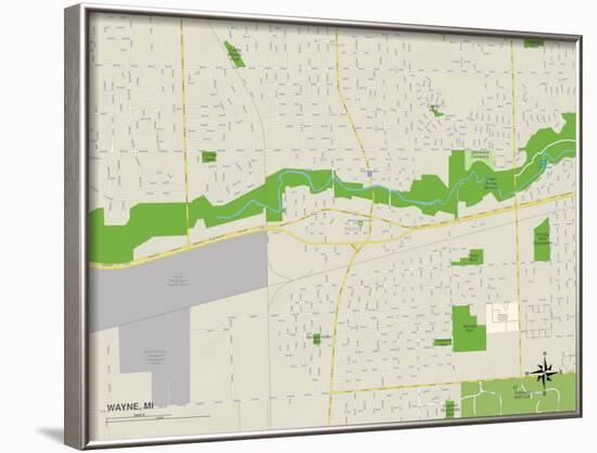 Political Map of Wayne, MI-null-Framed Art Print