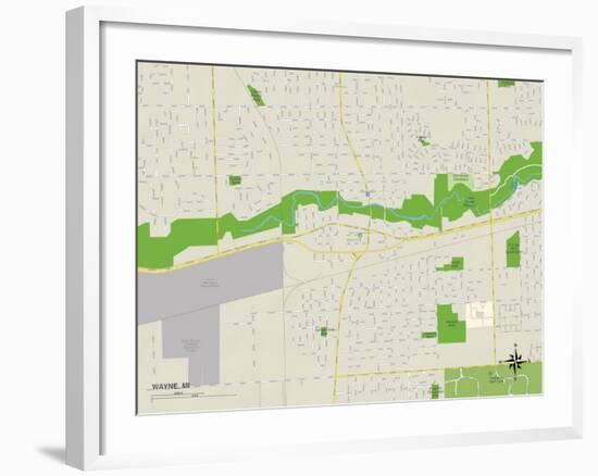 Political Map of Wayne, MI-null-Framed Art Print