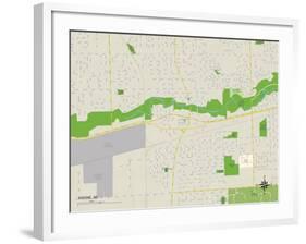 Political Map of Wayne, MI-null-Framed Art Print