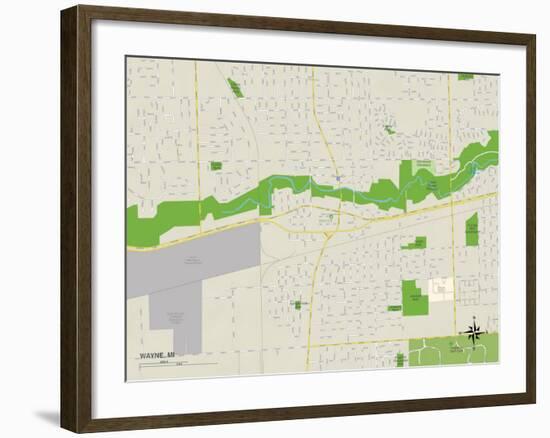 Political Map of Wayne, MI-null-Framed Art Print