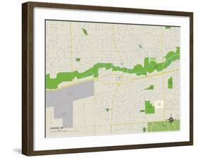 Political Map of Wayne, MI-null-Framed Art Print