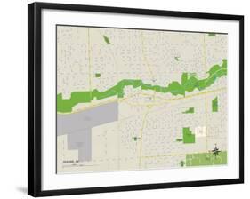 Political Map of Wayne, MI-null-Framed Art Print