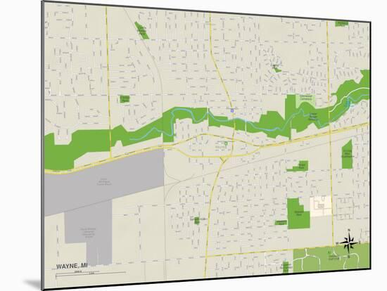 Political Map of Wayne, MI-null-Mounted Art Print