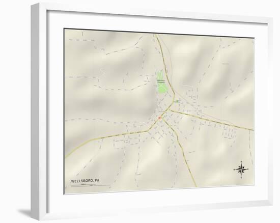 Political Map of Wellsboro, PA-null-Framed Art Print