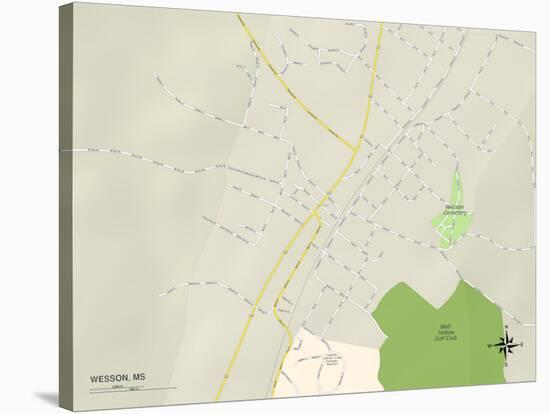 Political Map of Wesson, MS-null-Stretched Canvas