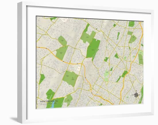 Political Map of West Orange, NJ-null-Framed Art Print