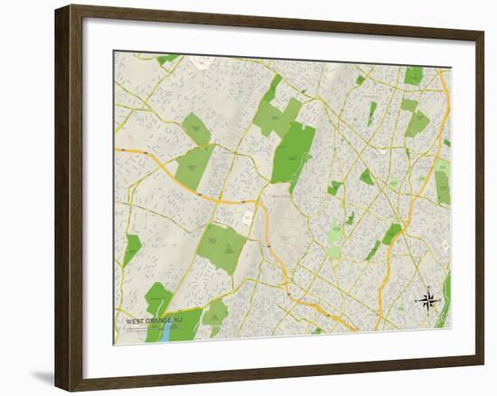 Political Map of West Orange, NJ-null-Framed Art Print