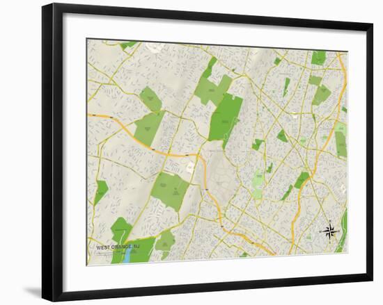 Political Map of West Orange, NJ-null-Framed Art Print