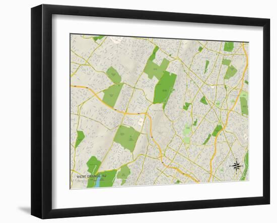 Political Map of West Orange, NJ-null-Framed Art Print
