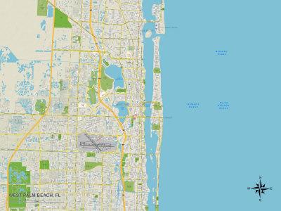 'Political Map of West Palm Beach, FL' Print | AllPosters.com