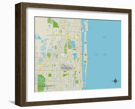 Political Map of West Palm Beach, FL-null-Framed Art Print