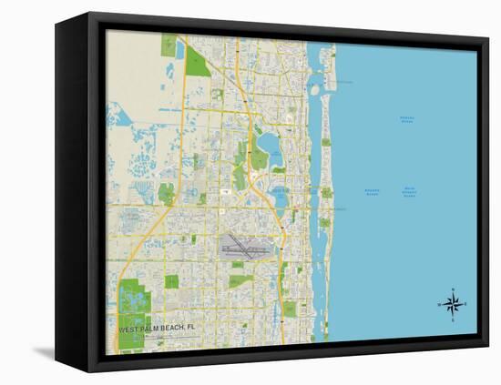 Political Map of West Palm Beach, FL-null-Framed Stretched Canvas