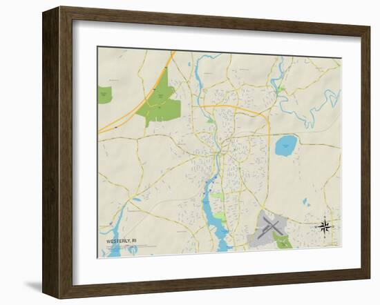 Political Map of Westerly, RI-null-Framed Art Print