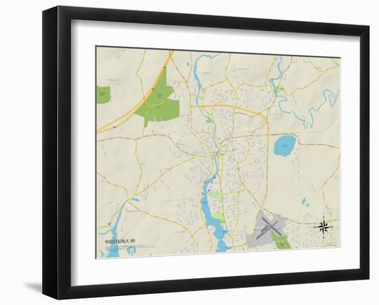 Political Map of Westerly, RI-null-Framed Art Print