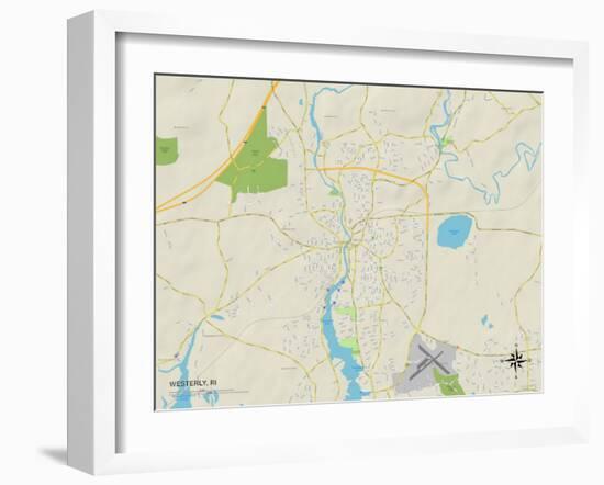 Political Map of Westerly, RI-null-Framed Art Print