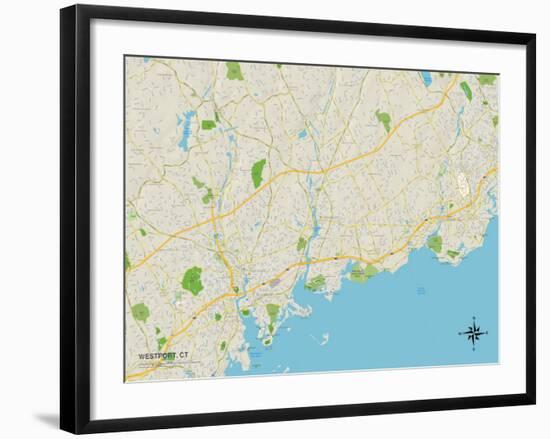 Political Map of Westport, CT-null-Framed Art Print