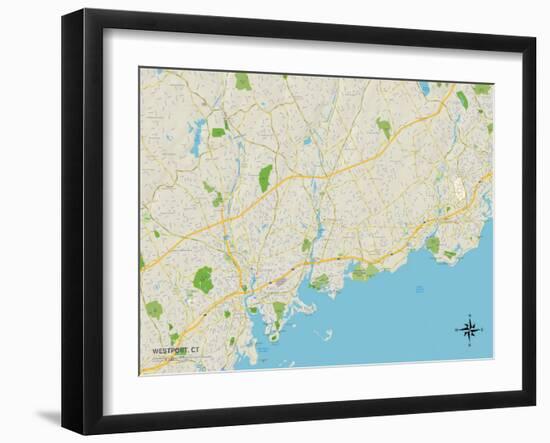 Political Map of Westport, CT-null-Framed Art Print