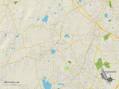 'Political Map of Westwood, MA' Prints  AllPosters.com